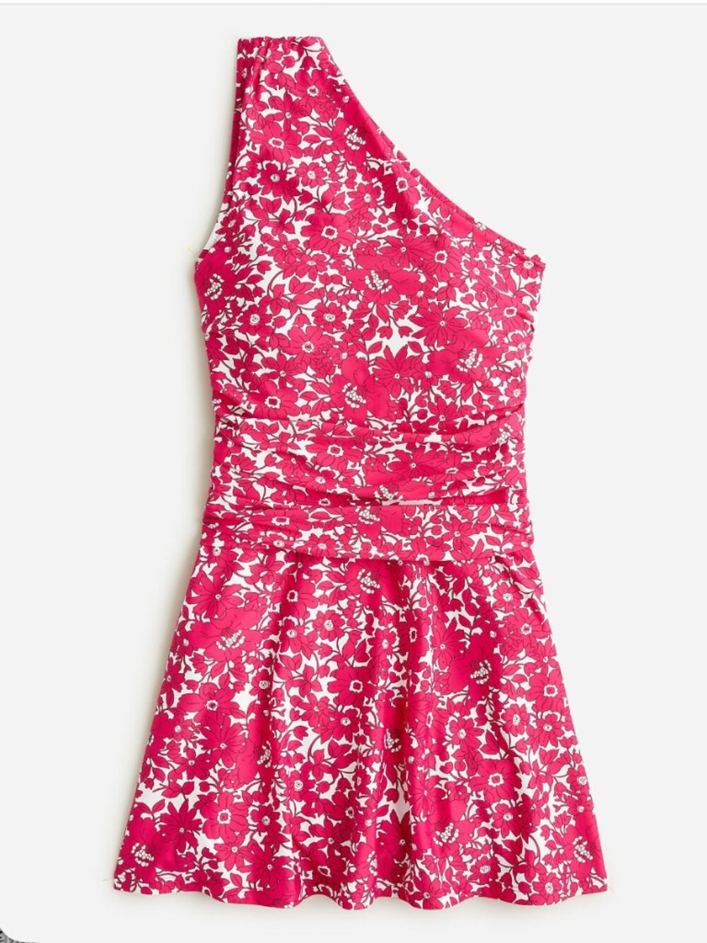 Ruched V-neck swim dress in blushing meadow